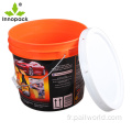 Seau rouge en plastique de 3,5 gallons avec couvercle